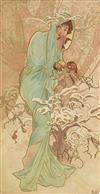 ALPHONSE MUCHA (1860-1939). [THE SEASONS.] Group of four decorative panels. 1896. Each 37x19 inches, 96x49 cm.